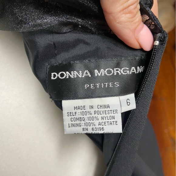 Donna Morgan Sheath Cocktail Dress Size 6P Black Sheer Lace Back High Neck Party - Picture 11 of 12